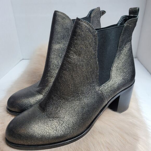 Sam Edelman Metallic Bronze Justin Leather Heeled Ankle Bootie - Picture 1 of 7